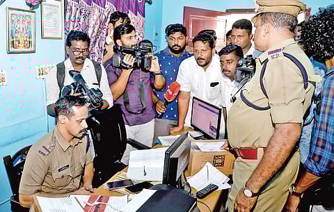 Police conducting a search at the Kallada office at Vyttila | ARUN ANGELA