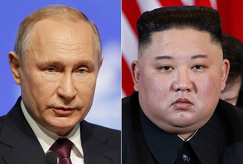 Russian President Vladimir Putin nand North Korean leader Kim Jong Un (File Photo|AP)