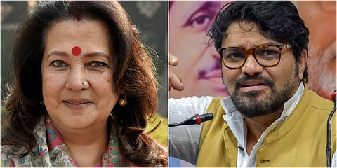 Moon Moon Sen (L) and Union Minister Babul Supriyo. (File | PTI)