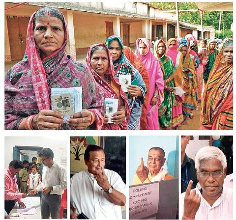 Women voters outside a booth in Khandapara| Express