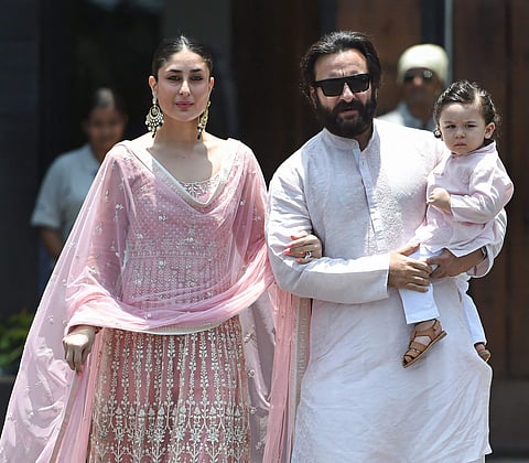 Kareena Kapoor with husband Saif Ali Khan and son Taimur. (Photo | PTI)