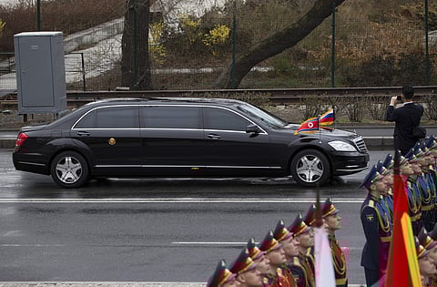 North Korean leader Kim Jong Un's limousine arrives for a wreath-laying ceremony in Vladivostok, Russia, Friday, April 26, 2019. (Photo | AP)