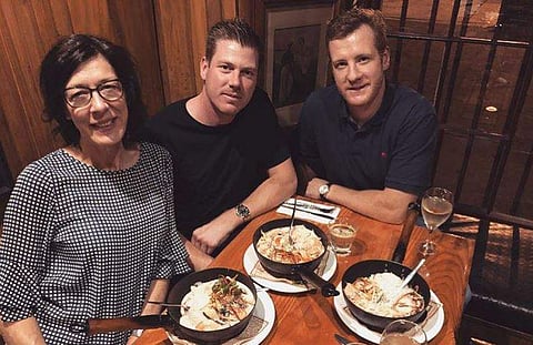 James Faulkner(C) with his mother and boyfriend. (Photo | Instagram/@Jfaulkner44)