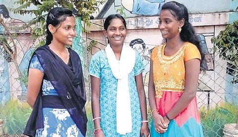 Reshma (centre), Indhu (right) and Rajeswari | Express