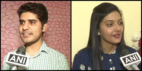 UPSC exams topper Kanishak Kataria on left; topper amongst women candidates Srushti Jayant Deshmukh. (Photos | ANI Twitter)