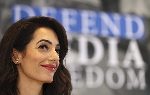 nternational human rights lawyer Amal Clooney attends a Foreign Ministers G7 meeting in Dinard, Brittany