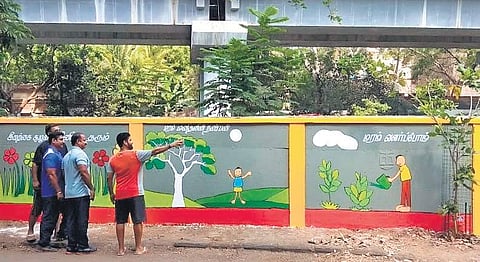 The painting of Sringeri Mutt Road was Karam Korpom’s 25th event