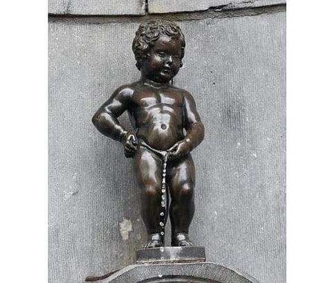 This picture taken on April 2, 2019 shows a view of the Manneken-pis landmark statue in Brussels. (Photo | AFP)