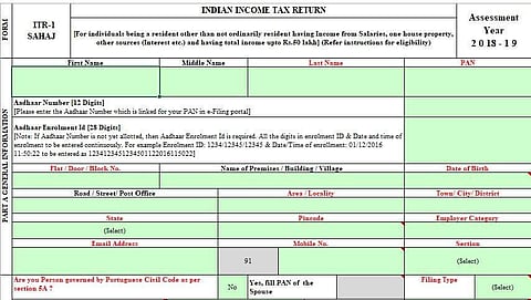 Image of Income Tax returns form used for representational purpose only