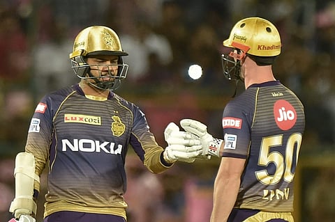 Chris Lynn (R) and Sunil Narine. (Photo | PTI)