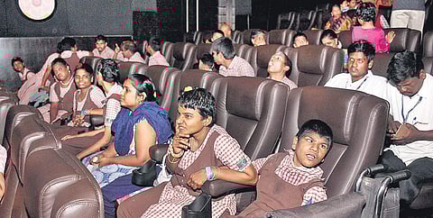 A sensory-friendly show for individuals with special needs was held at Sathyam Cinemas  Debadatta Mallick