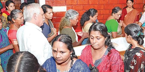 People who gathered at the house of the seven-year-old boy’s grandmother at Udumbannoor seem inconsolable as they queue up to pay last respects | Shiyami