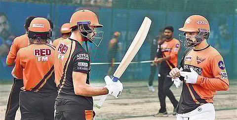 Manish Pandey (left) and Rashid Khan of Sunrisers Hyderabad during a practice session (Photo | Parveen Negi, EPS)