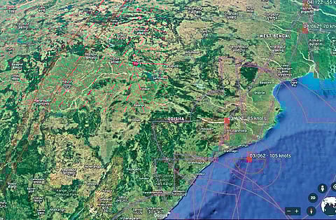 Changing tracks of tropical cyclone Fani as projected by Joint Typhoon Warning Centre