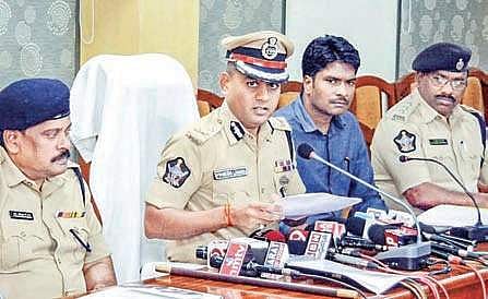Commissioner of Police Mahesh Chandra Laddha giving details of the kidney racket to the media in Visakhapatnam on Thursday | Express