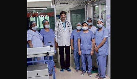 The team of Sick and New Born Care Unit in Odisha's Capital Hospital. (Photo | EPS)