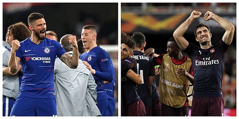 England became the first country to provide two finalists in both European competitions in the same season after Chelsea and Arsenal made it through to the title match in the Europa League on Thursday. (Photos | AP)