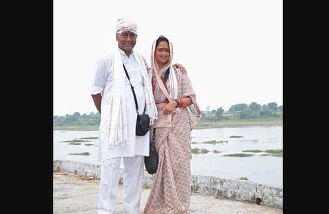 Congress leader Digvijaya Singh with wife Amrita Rai. (Photo | Amrita Rai/Facebook)