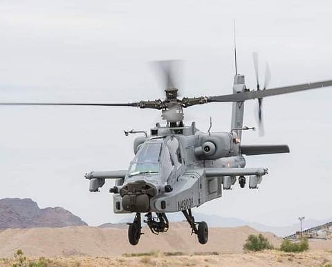 US aerospace major Boeing has handed over first of the 22 Apache Guardian attack helicopters to the Indian Air Force (Photo | IAF Twitter)