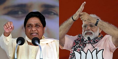 BSP chief Mayawati (L) and PM Narendra Modi (Photo | EPS, AP)