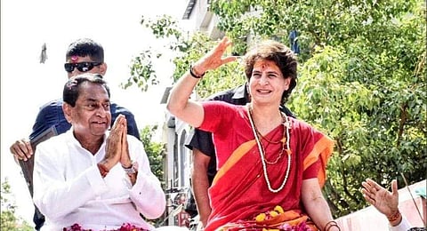 Madhya Pradesh Chief Minister Kamal Nath with Priyanka Gandhi (Photo | Twitter)