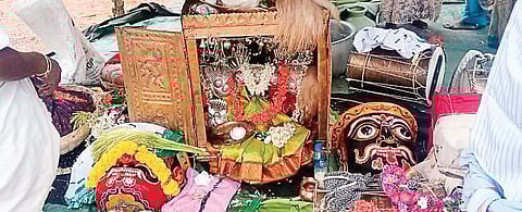 Puja performed for the village deity, in Pavagada, Karnataka (Photo| EPS