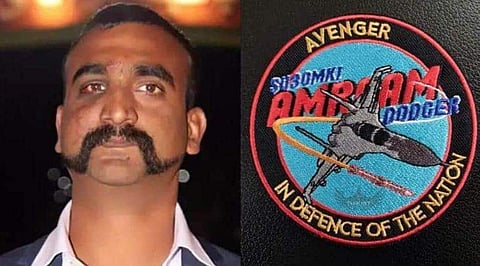 Combination photo of IAF pilot Abhinandan Varthaman and his squadron's new patch.
