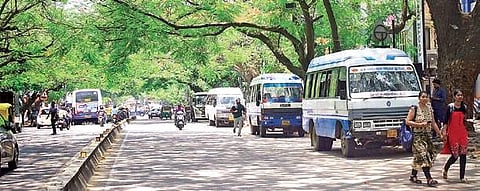 Vehicles parked on the roadside in Indiranagar (Photo |Shriram B N/EPS)