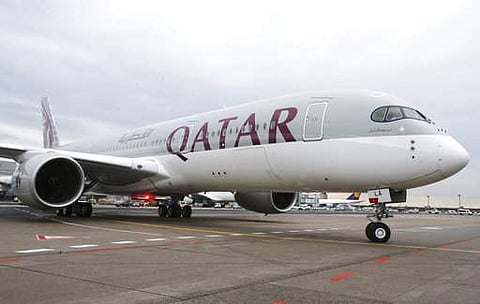 In this Jan. 15, 2015 a new Qatar Airways Airbus A350 approaches the gate at the airport in Frankfurt, Germany.  (File | AP)