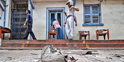 A policeman at the site of the clashes near the Vidyasagar College in Kolkata, on Wednesday | PTI