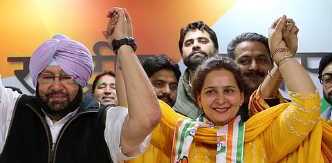Navjot Kaur Sidhu (R) and Punjab CM Capt Amarinder Singh (Photo | Shekhar Yadav/EPS)