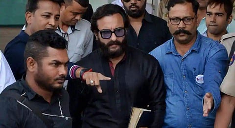 Actor Saif Ali Khan leaves Jodhpur airport to appear in the chief judicial magistrate court in the 1998 Blackbuck hunting case, in Jodhpur. (File | PTI)