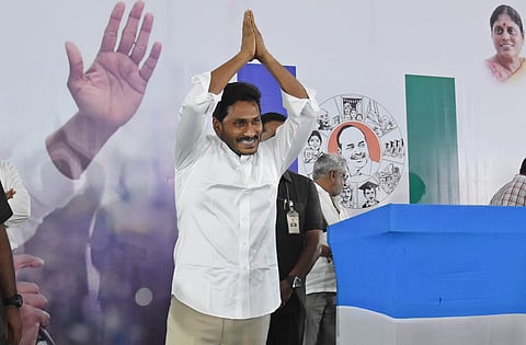 YSRC president YS Jagan Mohan Reddy during a press conference at YSRC office in Vijayawada. (Photo | P Ravindra Babu, EPS)