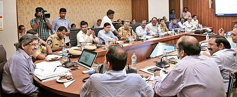 Chief Secretary LV Subramanyam holds a meeting on Jagan’s swearing-in ceremony at the State Secretariat in Velagapudi on Saturday | Express
