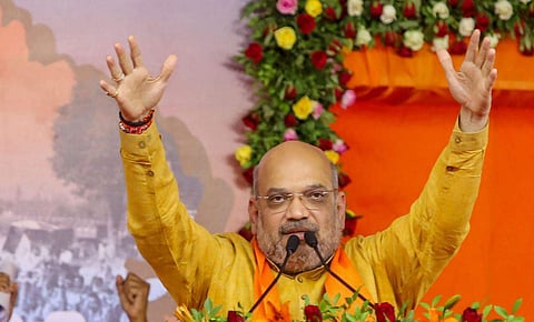 Amit Shah in Ahmedabad. (Photo| PTI)