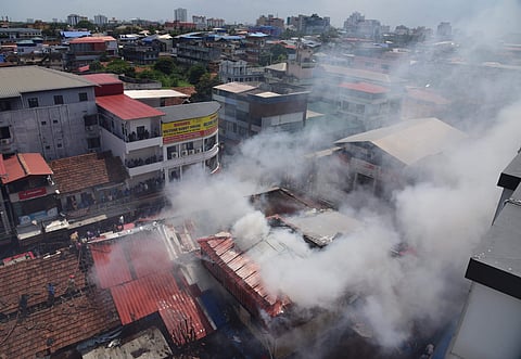 A major fire broke out in Kochi’s busy Broadway on Monday, 27 May, 2019. (Photo | Albin Mathew, EPS)