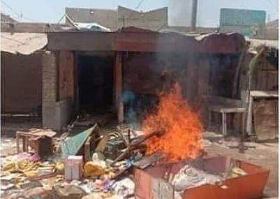 A shop owned by hindu is burnt (Photo | AP)