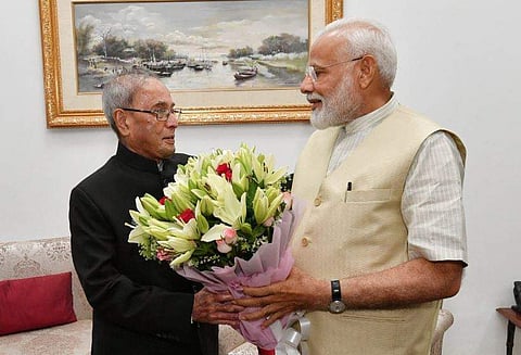 Prime Minister Narendra Modi with Pranab Mukherjee. (Twitter)
