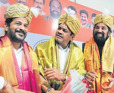 From left: Malkajgiri MP Revanth Reddy, Bhongir MP Venkat Reddy & TPCC president Uttam Kumar | S Senbagapandiyan