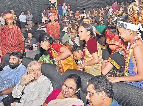 Governor P Sathasivam curiously looks at the participants during the inaugural session of 37th ‘Learn to LIve Together’ camp for children organised in Thiruvananthapuram on Tuesday | B P deepu