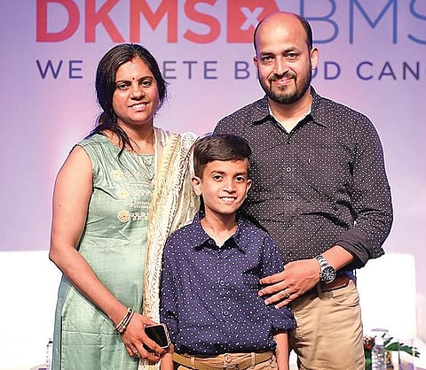 Thalassaemia survivor Chirag with his parents