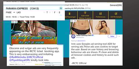 Screenshots of Twitter user's tweet and IRCTC's reply.