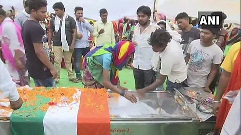 Mortal remains of BJP MLA Bheema Mandavi from Dantewada who was killed in Maoist attack. (File Photo | ANI)