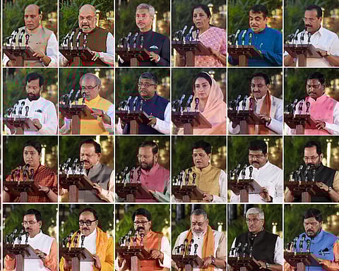 Various NDA leaders take oath at the the Rashtrapati Bhawan. (Photo | PTI)