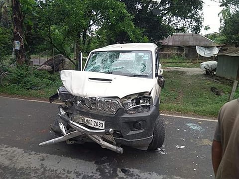 The incident took place when Thakur was on his way to Kalyani to attend an election rally. (Photo | ANI)