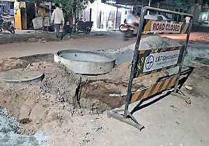 A damaged road at Chhend Colony in Rourkela | Express