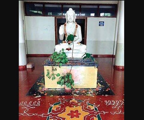 Buddha statue placed with no prior permission from administration at the Administrative Block of BU | EXPRESS