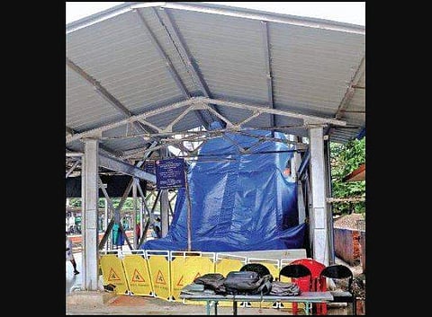 Escalator repair in progress at Platform 1 in North railway station in Kochi on Tuesday  A Sanesh