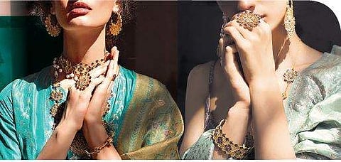 (Left) Founders Vidhi and Mamta Gupta of Zariin Jewellery; items from the Rozana line