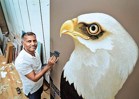 Jagannath Panda at work in his studio;